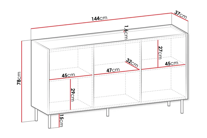 Akihito Lipasto 144 cm - Ruskea - Säilytys - Säilytyskalusteet - Lipasto