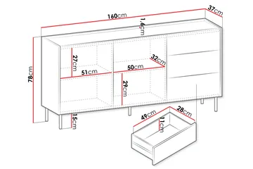 Akihito Lipasto 160 cm - Ruskea - Säilytys - Säilytyskalusteet - Lipasto