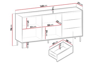 Akihito Lipasto 160 cm - Ruskea - Säilytys - Säilytyskalusteet - Lipasto