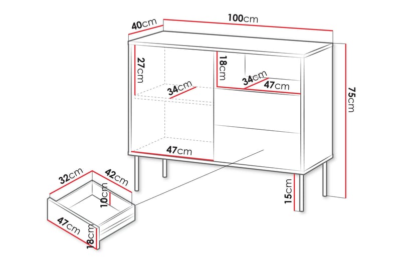 Akiko Lipasto 100 cm - Beige - Säilytys - Säilytyskalusteet - Lipasto