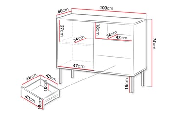 Akiko Lipasto 100 cm - Vihreä - Säilytys - Säilytyskalusteet - Lipasto