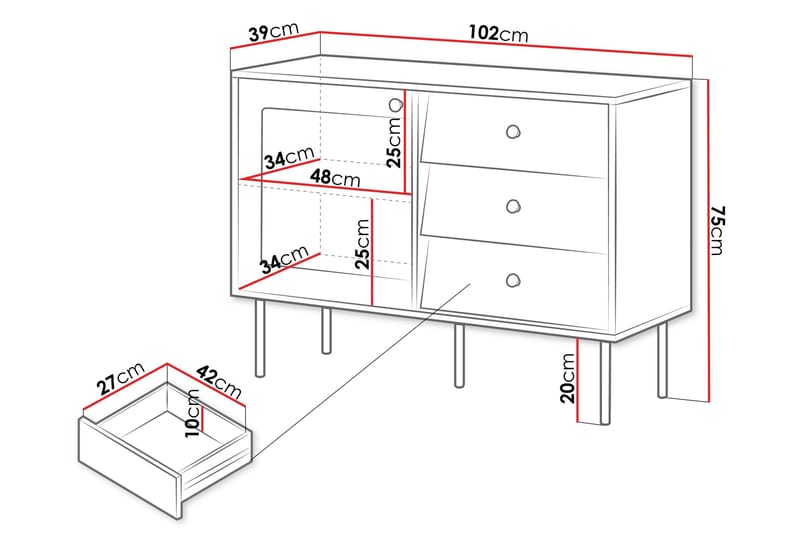 Akilesh Lipasto 102 cm - Musta - Säilytys - Säilytyskalusteet - Lipasto