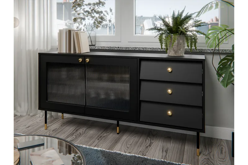 Akilesh Lipasto 150 cm - Musta - Säilytys - Säilytyskalusteet - Lipasto