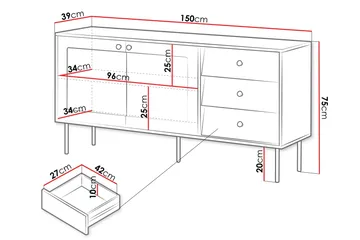 Akilesh Lipasto 150 cm - Musta - Säilytys - Säilytyskalusteet - Lipasto