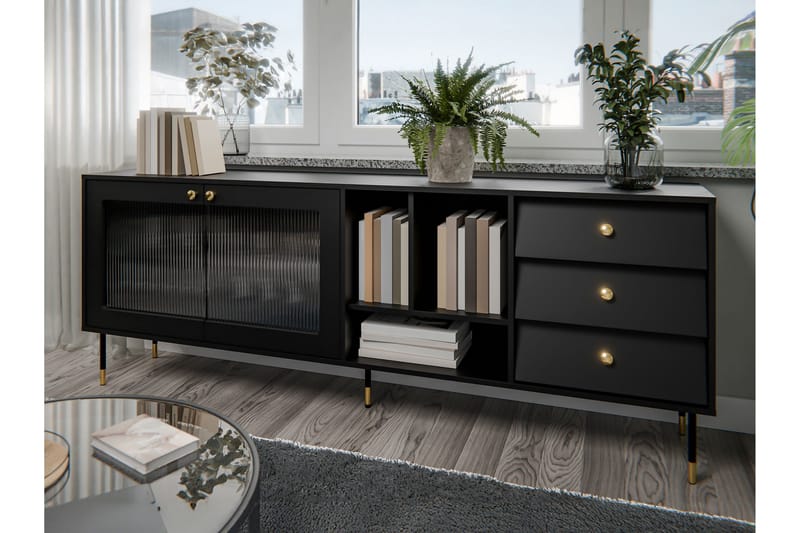 Akilesh Lipasto 200 cm - Musta - Säilytys - Säilytyskalusteet - Lipasto