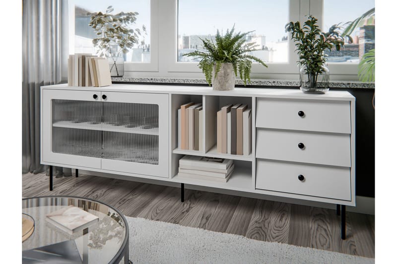 Akilesh Lipasto 200 cm - Valkoinen - Säilytys - Säilytyskalusteet - Lipasto