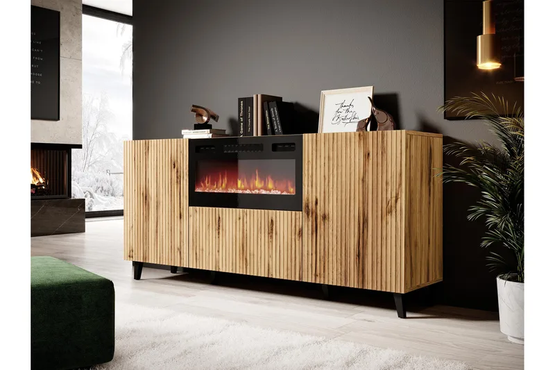 Akimasa Lipasto 181 cm - Luonnonväri - Sisustustuotteet - Sisustustakka & kamiina - Sisustustakka ilman hormia - Sähkötakka