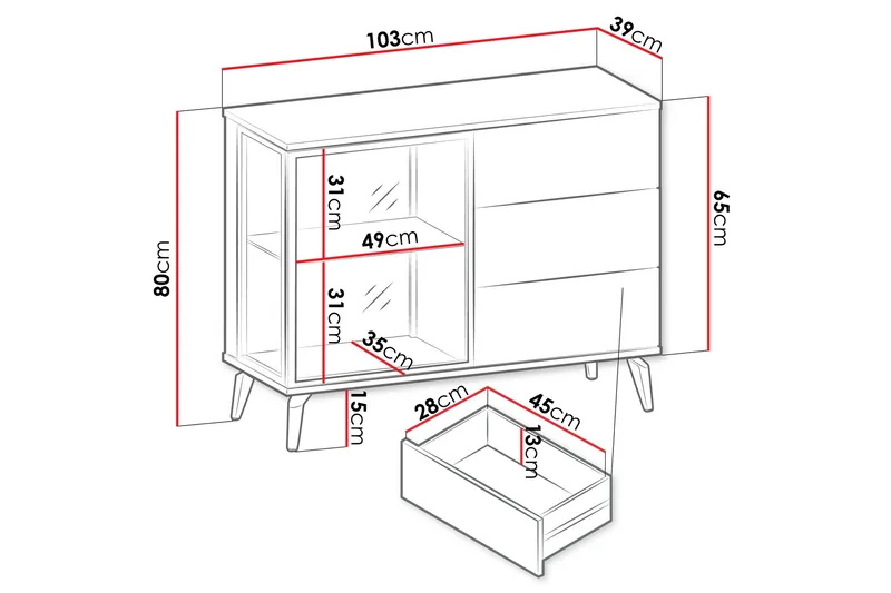Akinari Lipasto 103 cm - Ruskea / Beige - Säilytys - Säilytyskalusteet - Lipasto