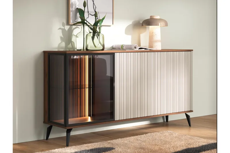 Akinari Lipasto 154 cm - Ruskea / Beige - Säilytys - Säilytyskalusteet - Lipasto