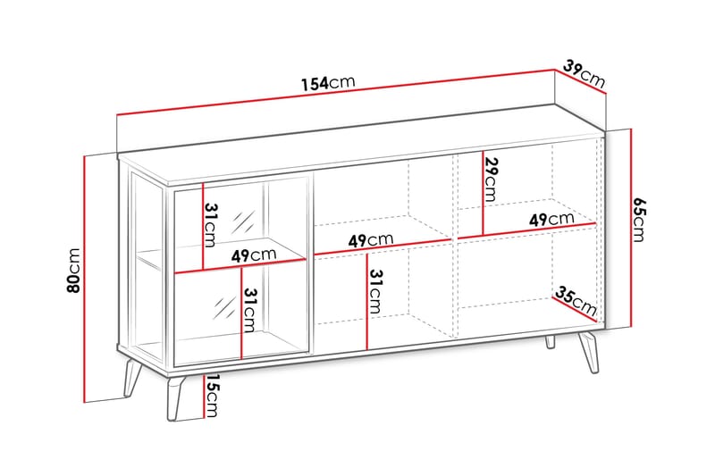 Akinari Lipasto 154 cm - Ruskea / Beige - Säilytys - Säilytyskalusteet - Lipasto