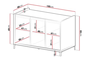 Akiya Lipasto 150 cm - Musta - Säilytys - Säilytyskalusteet - Lipasto