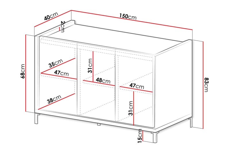 Akiya Lipasto 150 cm - Musta - Säilytys - Säilytyskalusteet - Lipasto