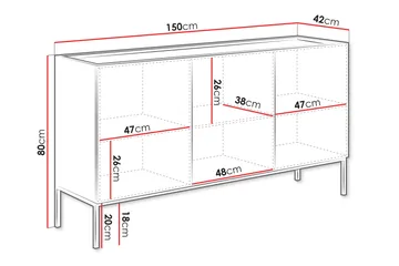 Amelus Lipasto 150 cm - Ruskea - Säilytys - Säilytyskalusteet - Lipasto
