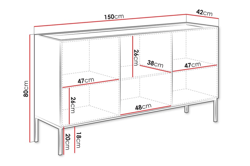 Amelus Lipasto 150 cm - Ruskea - Säilytys - Säilytyskalusteet - Lipasto