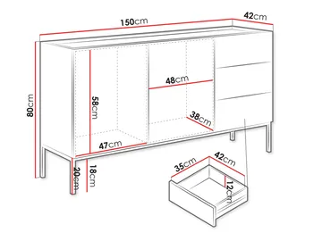 Amelus Senkki 150x42 cm - Beige - Säilytys - Säilytyskalusteet - Senkki
