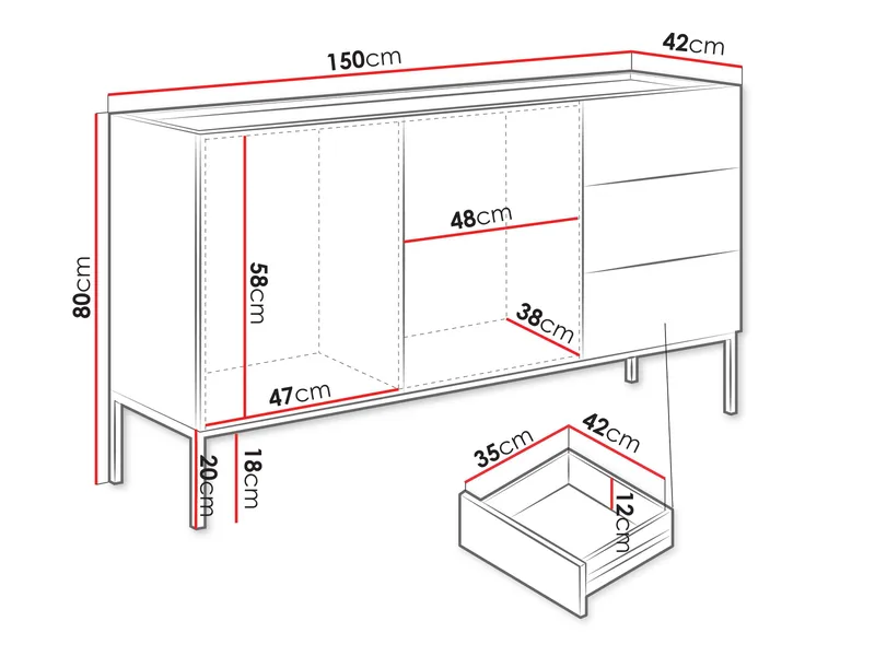 Amelus Senkki 150x42 cm - Beige - Säilytys - Säilytyskalusteet - Senkki