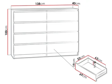 Basildon-lipasto 138 cm - ruskea - Säilytys - Säilytyskalusteet - Lipasto