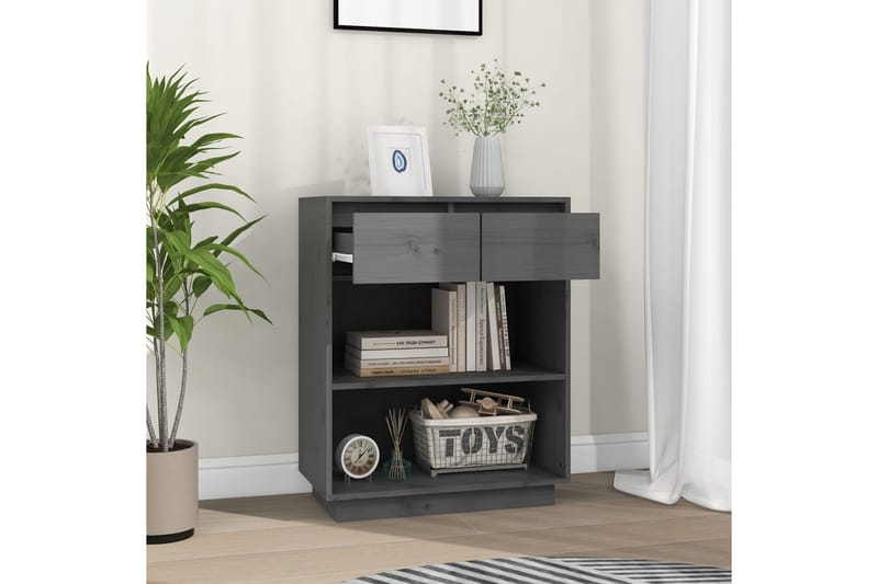 beBasic Konsolikaappi harmaa 60x34x75 cm täysi mänty - Harmaa - Säilytys - Säilytyskalusteet - Senkki