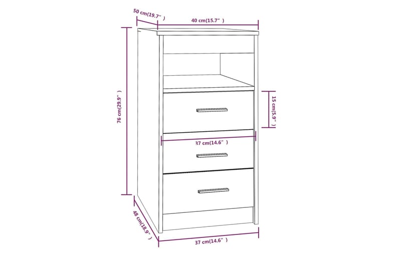 beBasic Laatikosto harmaa Sonoma 40x50x76 cm tekninen puu - Harmaa - Säilytys - Säilytyskalusteet - Lipasto