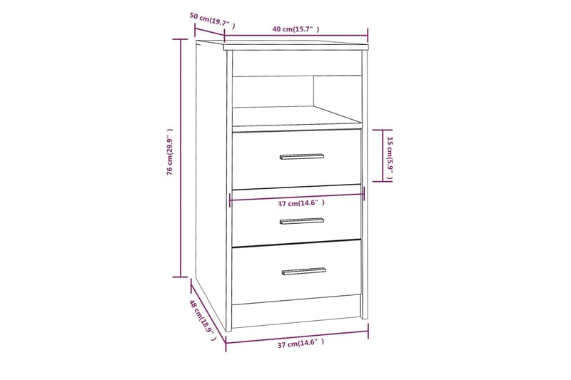 beBasic Laatikosto ruskea tammi 40x50x76 cm tekninen puu - Ruskea - Eteisen säilytys - Lipasto