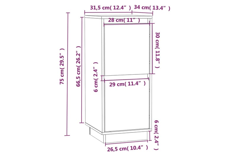 beBasic Senkit 2 kpl 31,5x34x75 cm täysi mänty - Ruskea - Säilytys - Säilytyskalusteet - Senkki