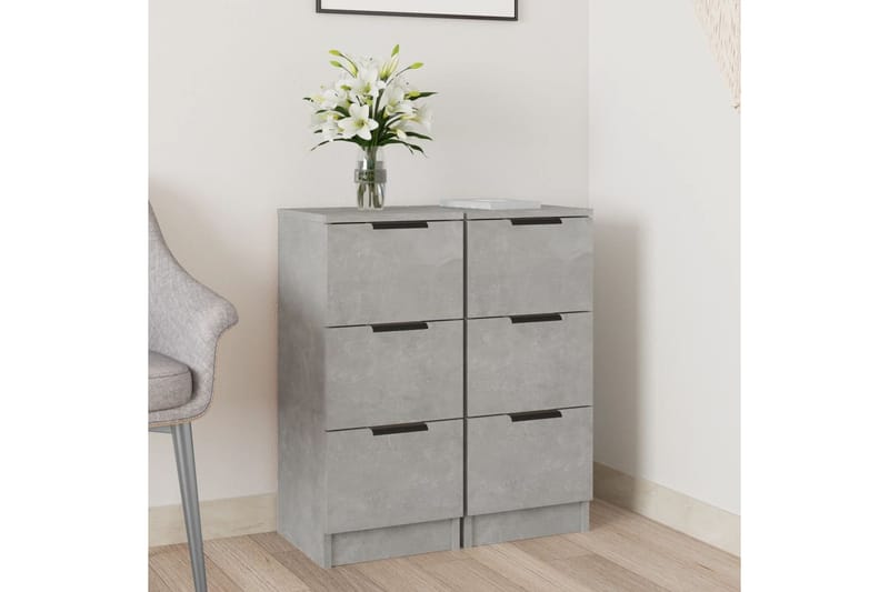 beBasic Senkit 2 kpl betoninharmaa 30x30x70 cm tekninen puu - Harmaa - Säilytys - Säilytyskalusteet - Senkki