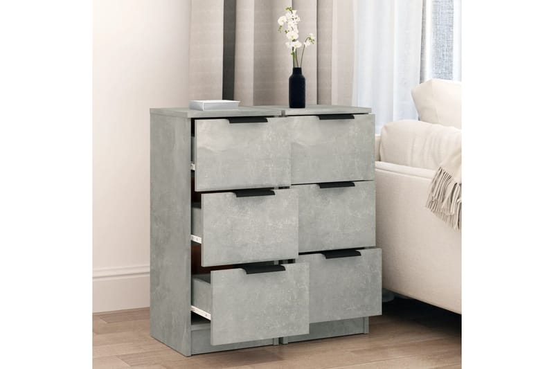 beBasic Senkit 2 kpl betoninharmaa 30x30x70 cm tekninen puu - Harmaa - Säilytys - Säilytyskalusteet - Senkki