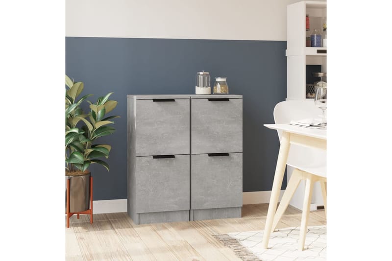 beBasic Senkit 2 kpl betoninharmaa 30x30x70 cm tekninen puu - Harmaa - Säilytys - Säilytyskalusteet - Senkki