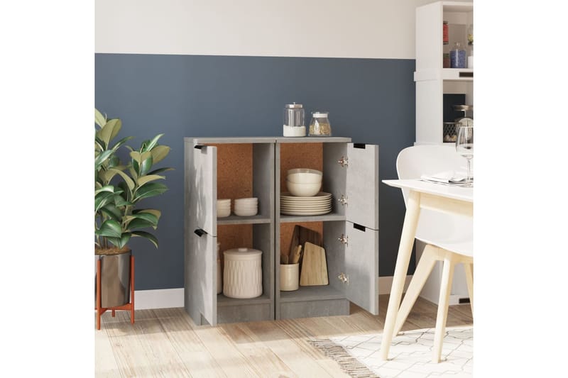 beBasic Senkit 2 kpl betoninharmaa 30x30x70 cm tekninen puu - Harmaa - Säilytys - Säilytyskalusteet - Senkki