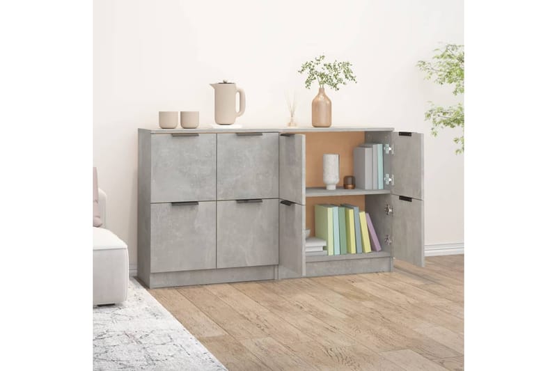 beBasic Senkit 2 kpl betoninharmaa 60x30x70 cm tekninen puu - Harmaa - Säilytys - Säilytyskalusteet - Senkki