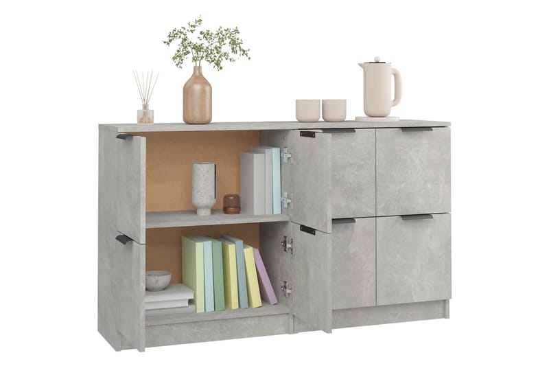 beBasic Senkit 2 kpl betoninharmaa 60x30x70 cm tekninen puu - Harmaa - Säilytys - Säilytyskalusteet - Senkki