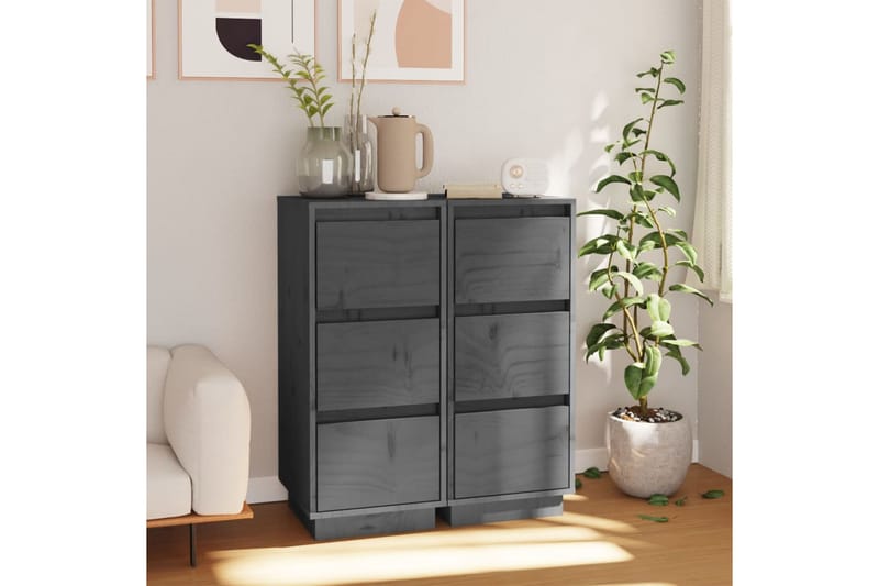 beBasic Senkit 2 kpl harmaa 32x34x75 cm täysi mänty - Harmaa - Säilytys - Säilytyskalusteet - Lipasto
