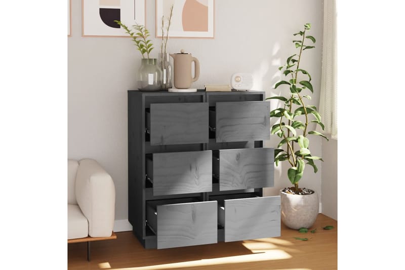 beBasic Senkit 2 kpl harmaa 32x34x75 cm täysi mänty - Harmaa - Säilytys - Säilytyskalusteet - Lipasto