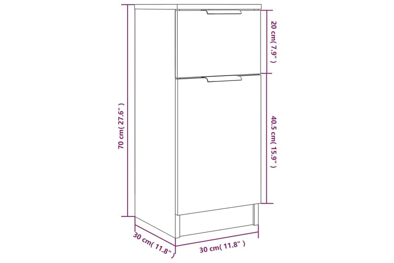 beBasic Senkit 2 kpl harmaa Sonoma 30x30x70 cm tekninen puu - Harmaa - Säilytys - Säilytyskalusteet - Lipasto