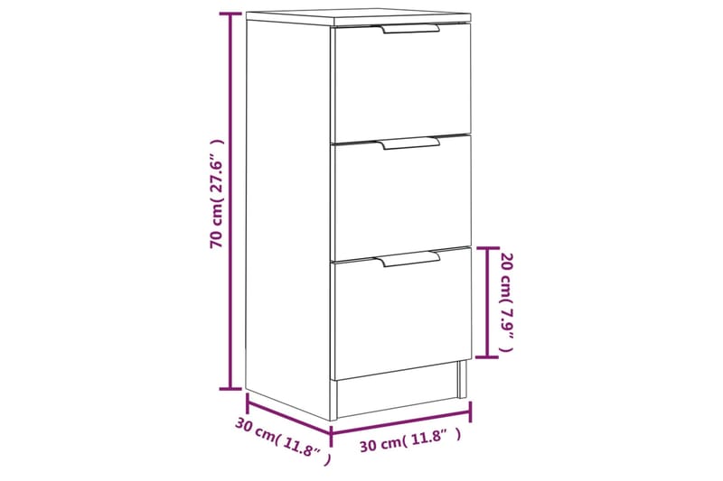 beBasic Senkit 2 kpl harmaa Sonoma 30x30x70 cm tekninen puu - Harmaa - Eteisen säilytys - Lipasto