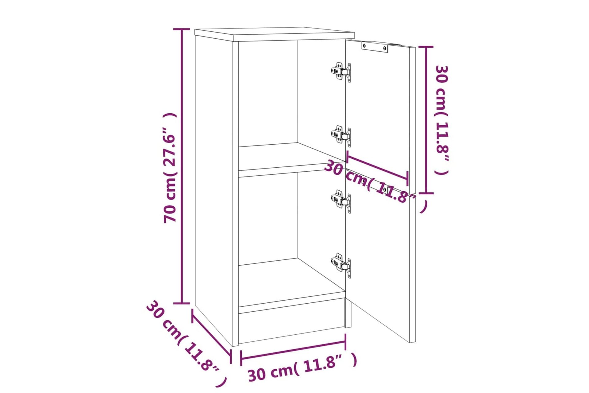 beBasic Senkit 2 kpl harmaa Sonoma 30x30x70 cm tekninen puu - Harmaa - Säilytys - Säilytyskalusteet - Lipasto