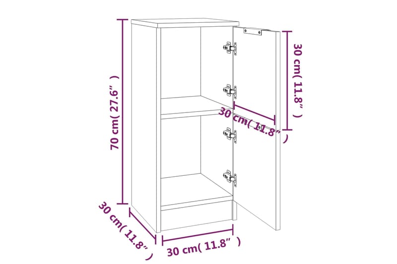 beBasic Senkit 2 kpl harmaa Sonoma 30x30x70 cm tekninen puu - Harmaa - Eteisen säilytys - Lipasto