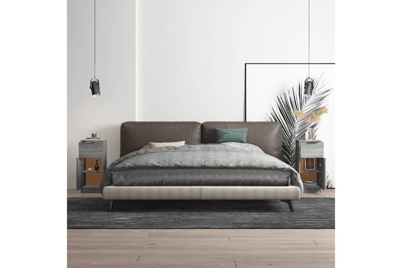 beBasic Senkit 2 kpl harmaa Sonoma 30x30x70 cm tekninen puu - Harmaa - Säilytys - Säilytyskalusteet - Lipasto