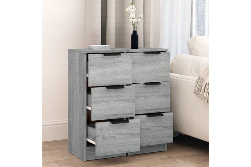 beBasic Senkit 2 kpl harmaa Sonoma 30x30x70 cm tekninen puu - Harmaa - Säilytys - Säilytyskalusteet - Lipasto