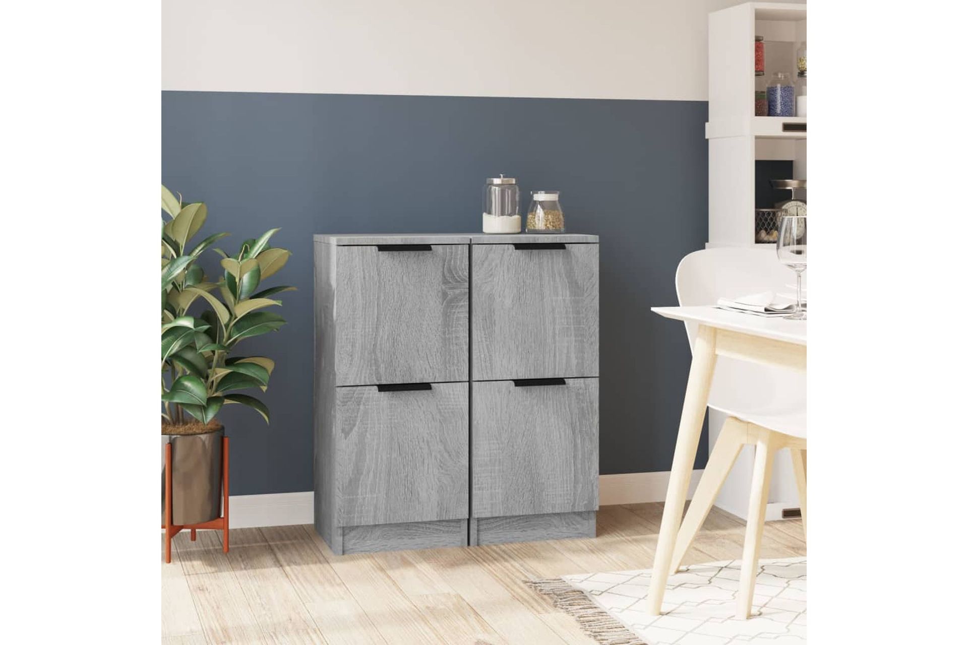 beBasic Senkit 2 kpl harmaa Sonoma 30x30x70 cm tekninen puu - Harmaa - Säilytys - Säilytyskalusteet - Lipasto