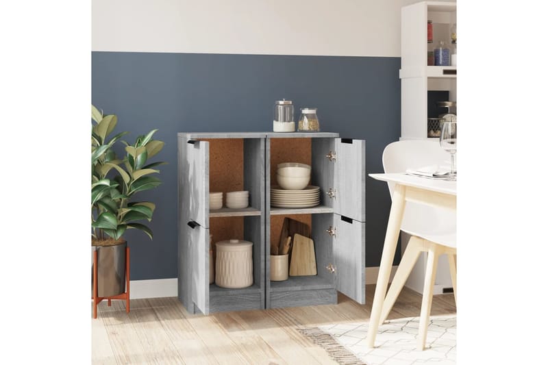 beBasic Senkit 2 kpl harmaa Sonoma 30x30x70 cm tekninen puu - Harmaa - Säilytys - Säilytyskalusteet - Lipasto
