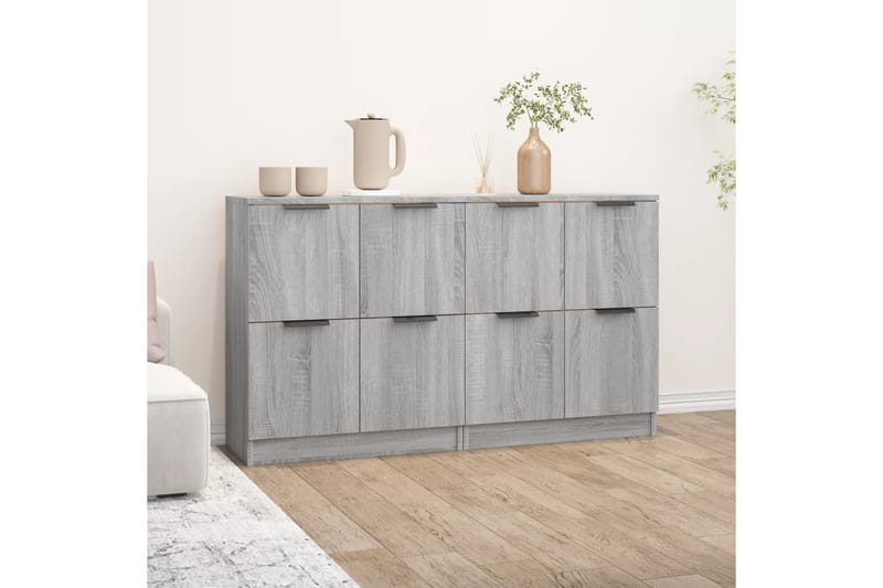 beBasic Senkit 2 kpl harmaa Sonoma 60x30x70 cm tekninen puu - Harmaa - Säilytys - Säilytyskalusteet - Senkki