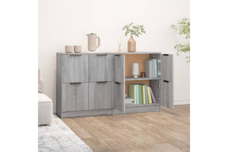 beBasic Senkit 2 kpl harmaa Sonoma 60x30x70 cm tekninen puu - Harmaa - Säilytys - Säilytyskalusteet - Senkki