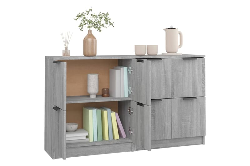 beBasic Senkit 2 kpl harmaa Sonoma 60x30x70 cm tekninen puu - Harmaa - Säilytys - Säilytyskalusteet - Senkki