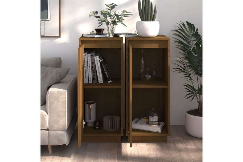 beBasic Senkit 2 kpl hunajanruskea 31,5x34x75 cm täysi mänty - Ruskea - Säilytys - Säilytyskalusteet - Senkki