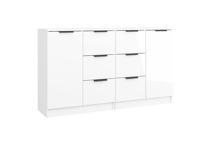 beBasic Senkit 2 kpl korkeakiilto valkoinen 60x30x70 cm tekninen puu - Valkoinen - Säilytys - Säilytyskalusteet - Senkki
