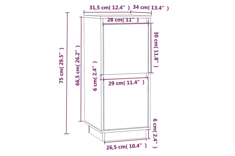 beBasic Senkit 2 kpl musta 31,5x34x75 cm täysi mänty - Musta - Senkki