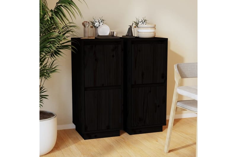 beBasic Senkit 2 kpl musta 31,5x34x75 cm täysi mänty - Musta - Säilytys - Säilytyskalusteet - Senkki