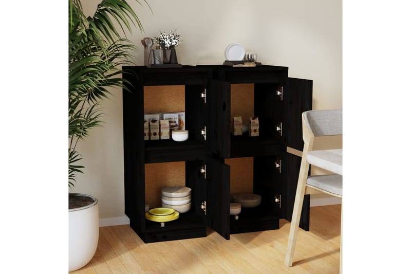 beBasic Senkit 2 kpl musta 31,5x34x75 cm täysi mänty - Musta - Säilytys - Säilytyskalusteet - Senkki