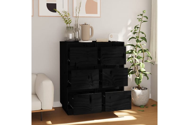beBasic Senkit 2 kpl musta 32x34x75 cm täysi mänty - Musta - Säilytys - Säilytyskalusteet - Lipasto